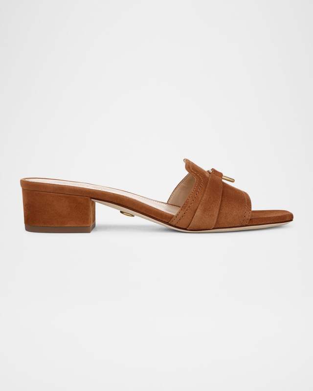 Annette Suede Medallion Mule Sandals